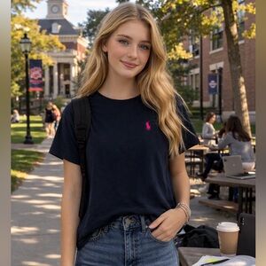 Polo Ralph Lauren - Navy Blue T-Shirt with small “pink pony” Polo emblem